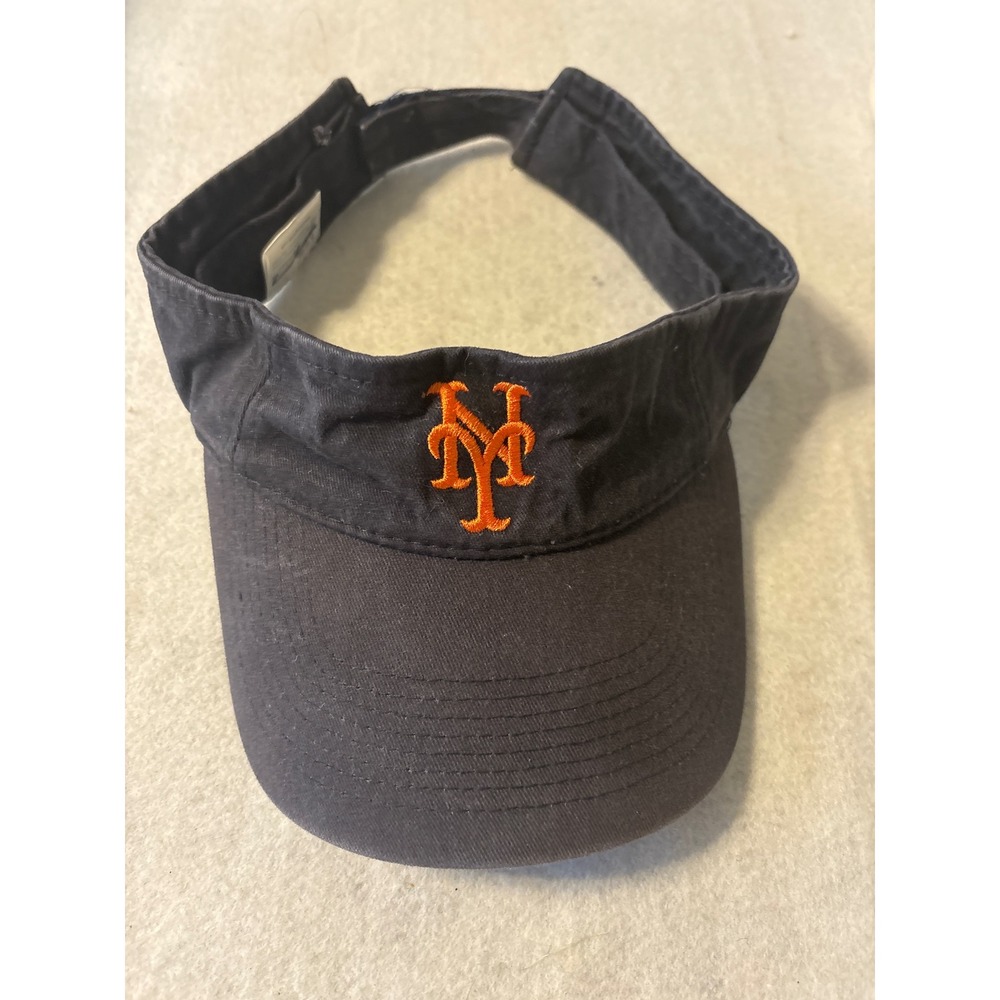 New York Mets MLB Sun Visor Hat Navy Blue Orange Embroidered Logo BWM Global